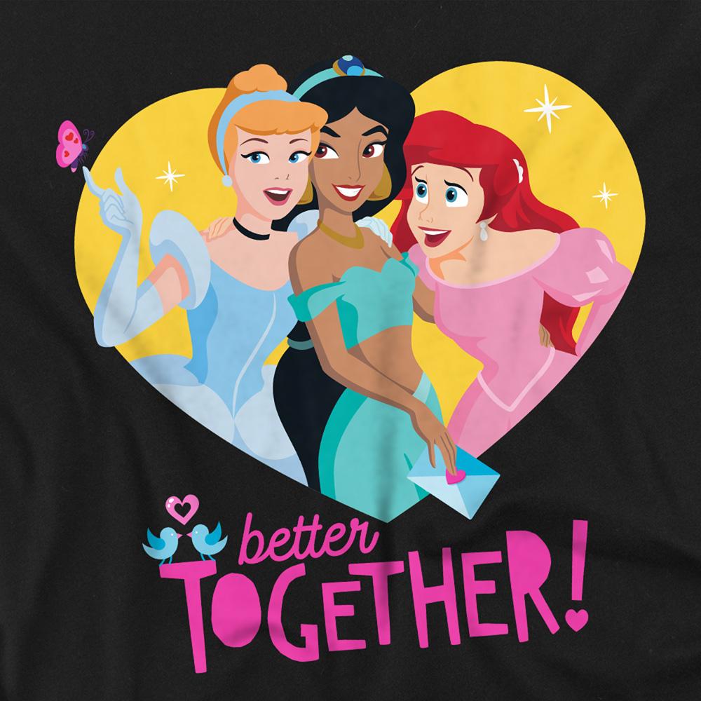 Black - Side - Disney Princess Unisex Adult Better Together Valentine`s Day T-Shirt