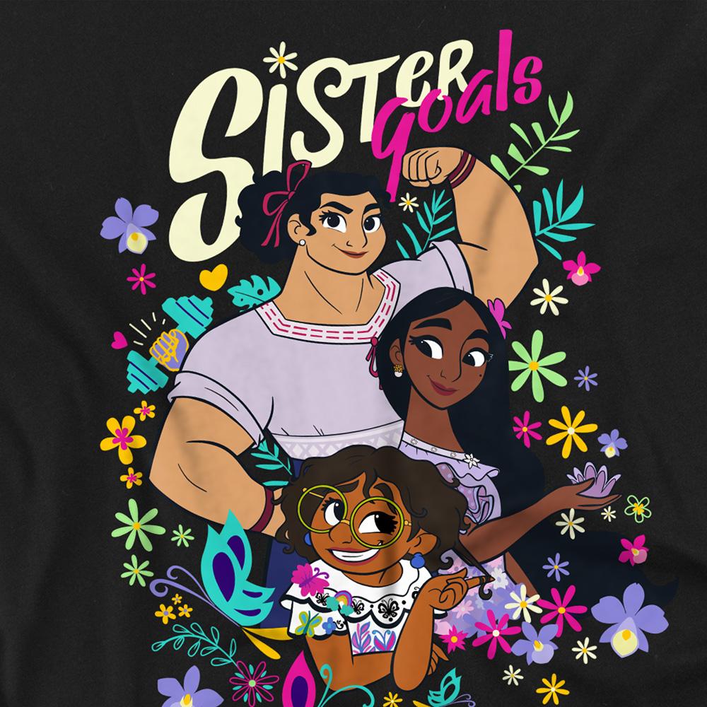 Black - Side - Encanto Unisex Adult Sister Goals Mirabel Isabela Luisa T-Shirt