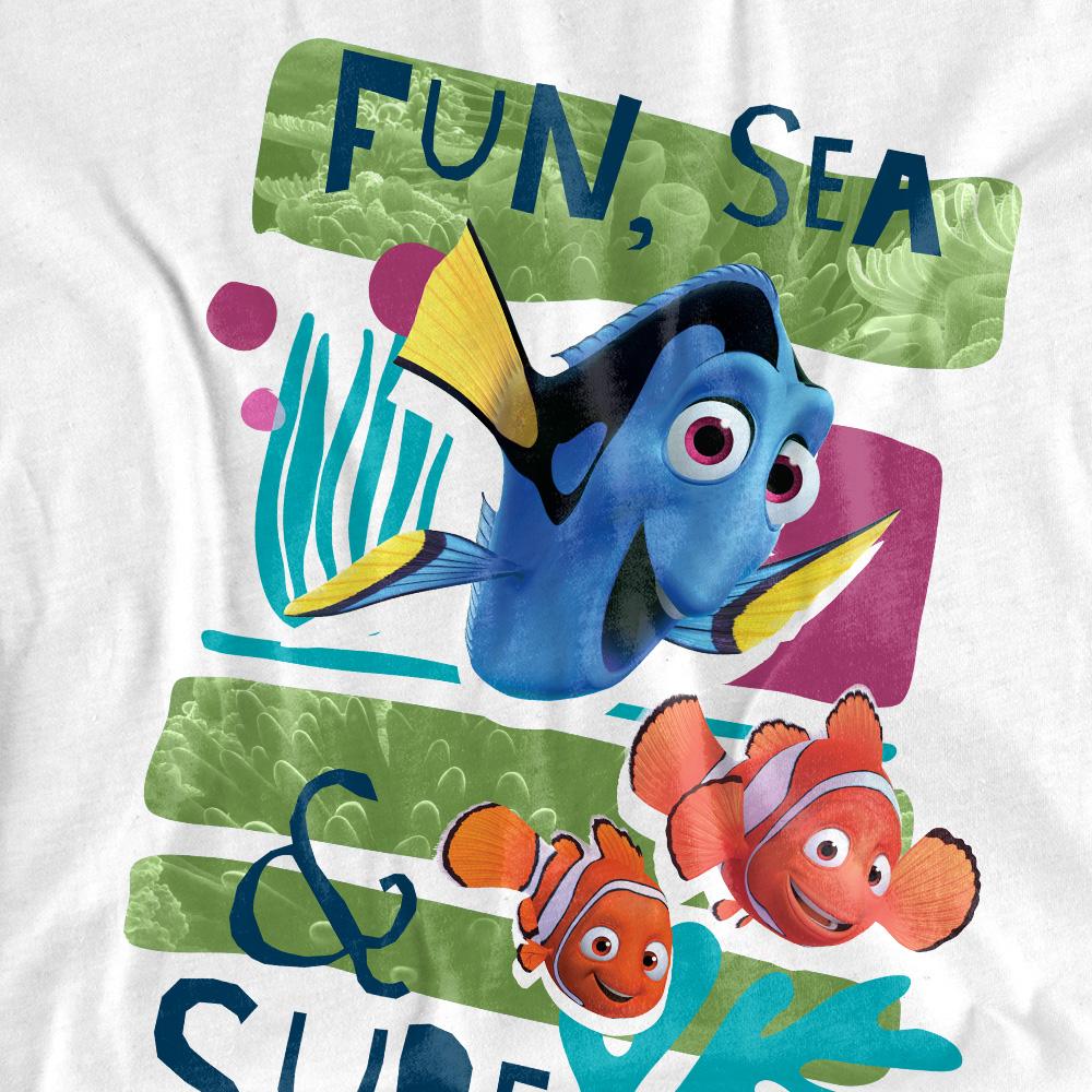 White - Side - Finding Nemo Unisex Adult Fun, Sea, Surf T-Shirt