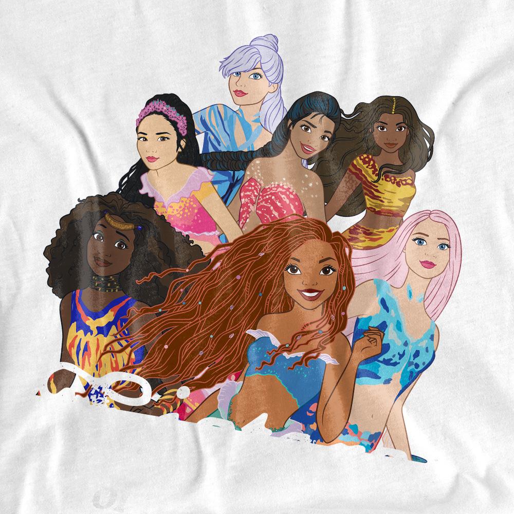 White - Side - The Little Mermaid Unisex Adult Sisters Of The Sea Ariel T-Shirt