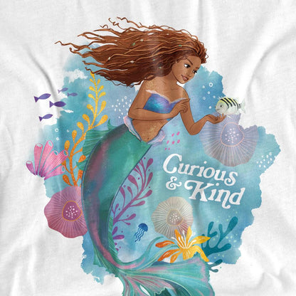 White - Side - The Little Mermaid Unisex Adult Curious And Kind Ariel T-Shirt