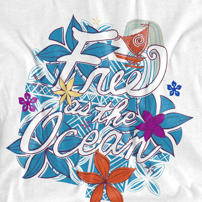 White - Side - Moana Unisex Adult Free As The Ocean T-Shirt