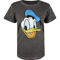Vintage Charcoal - Front - Disney Womens-Ladies Donald Duck Face Washed T-Shirt