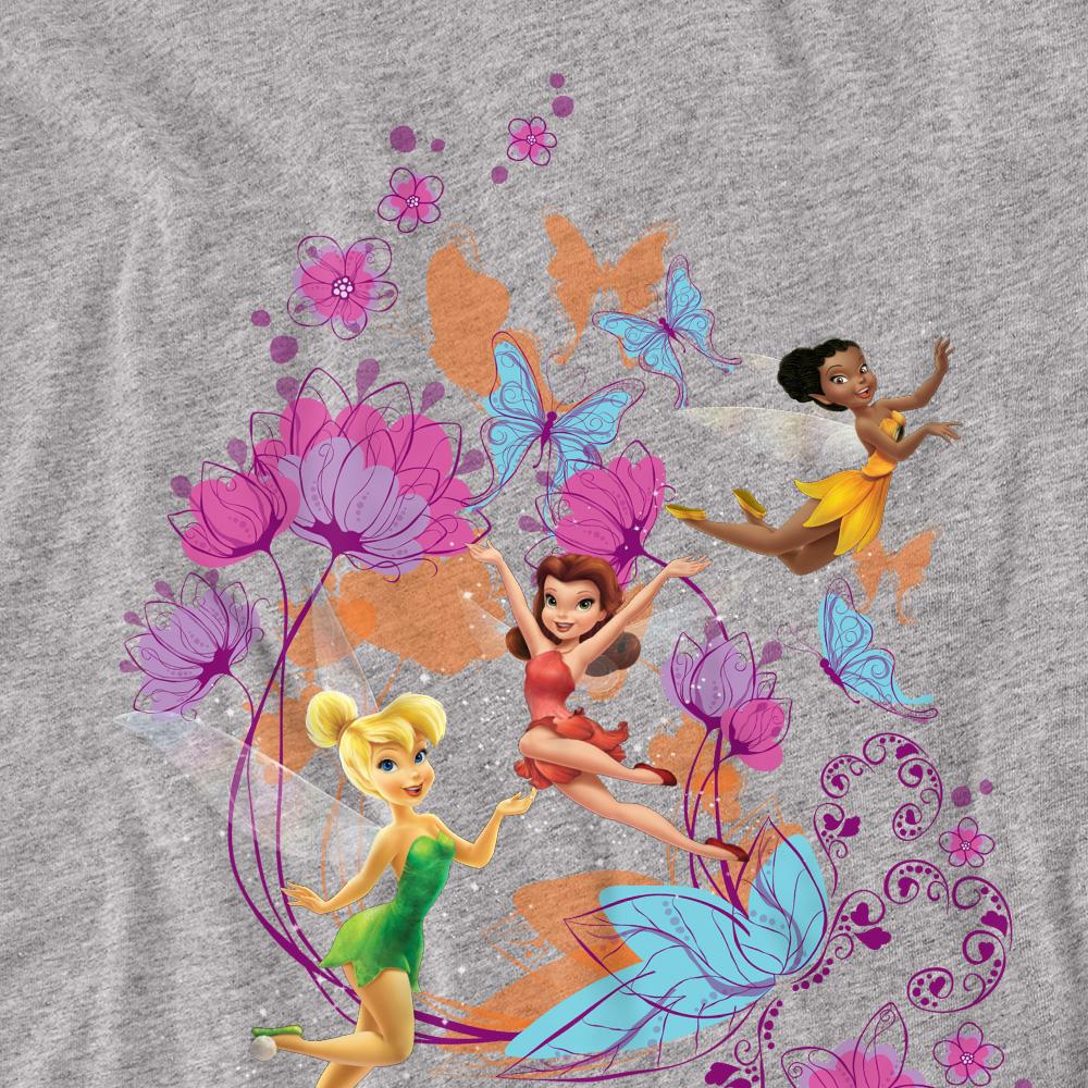 Sport Heather - Side - Disney Fairies Unisex Adult And Butterflies Tinker Bell & Rosetta T-Shirt