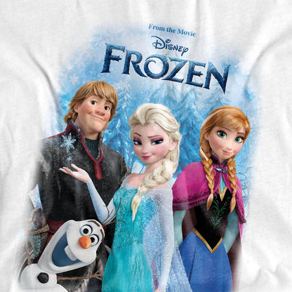 White - Side - Frozen Unisex Adult Elsa Anna Kristoff Olaf Poster T-Shirt