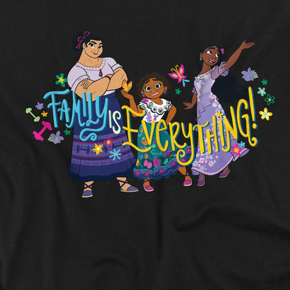 Black - Side - Encanto Unisex Adult Family Is Everything Mirabel Isabela Luisa T-Shirt