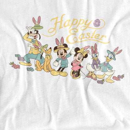 White - Side - Mickey Mouse Unisex Adult Bunny Hats Easter T-Shirt