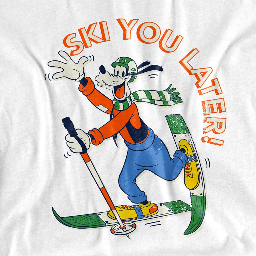 White - Side - Mickey Mouse Unisex Adult Ski You Later Goofy T-Shirt