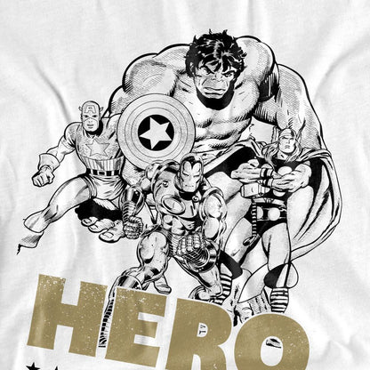 White - Side - Avengers Unisex Adult Hero Group Fathers Day T-Shirt