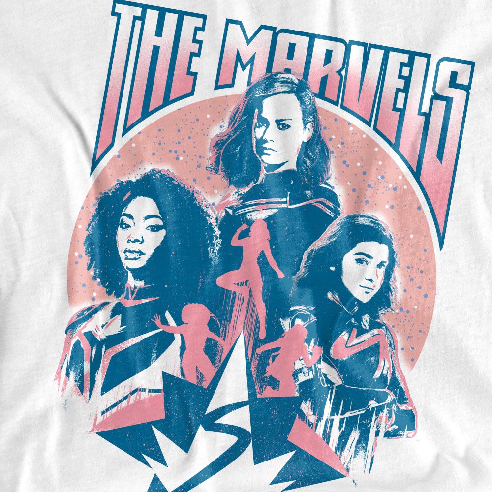 White - Side - The Marvels Unisex Adult Quantum Heroes T-Shirt