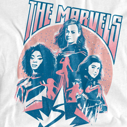White - Side - The Marvels Unisex Adult Quantum Heroes T-Shirt