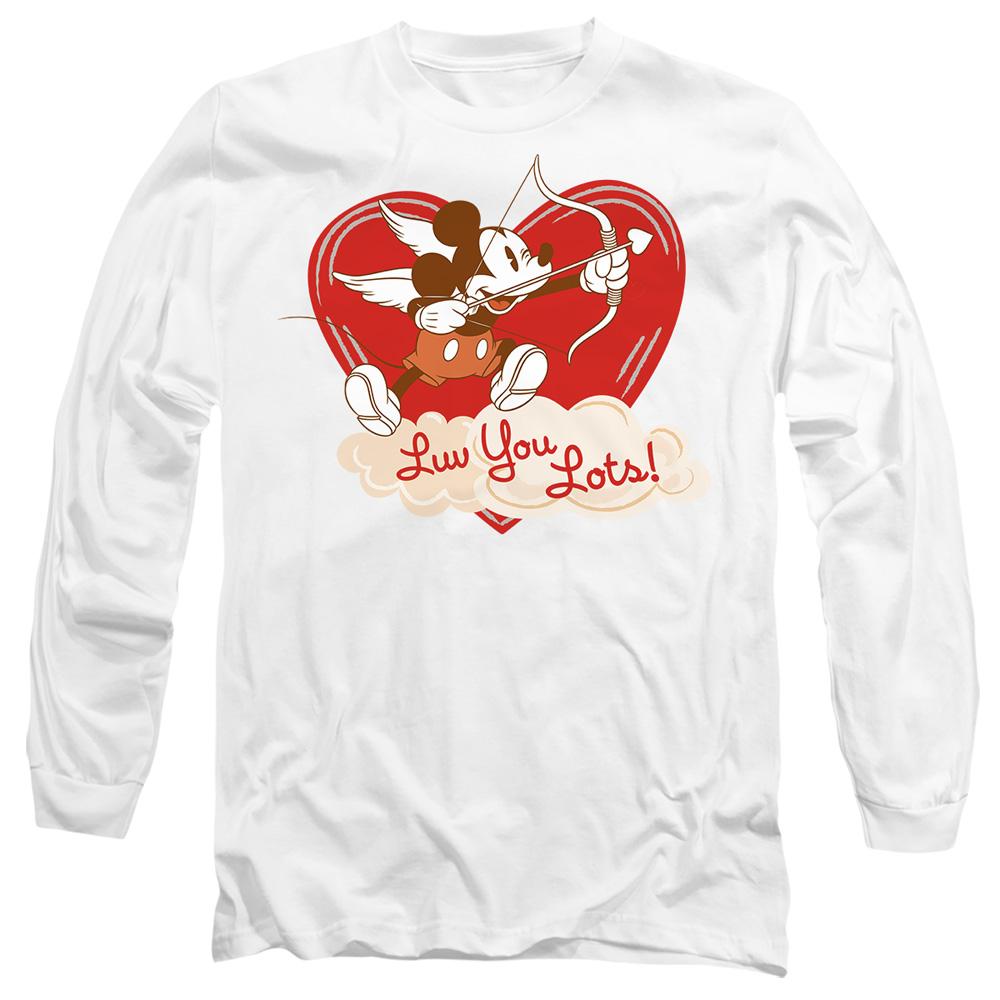 White - Front - Mickey Mouse Unisex Adult Luv You Lots! Vintage Valentine`s Day T-Shirt