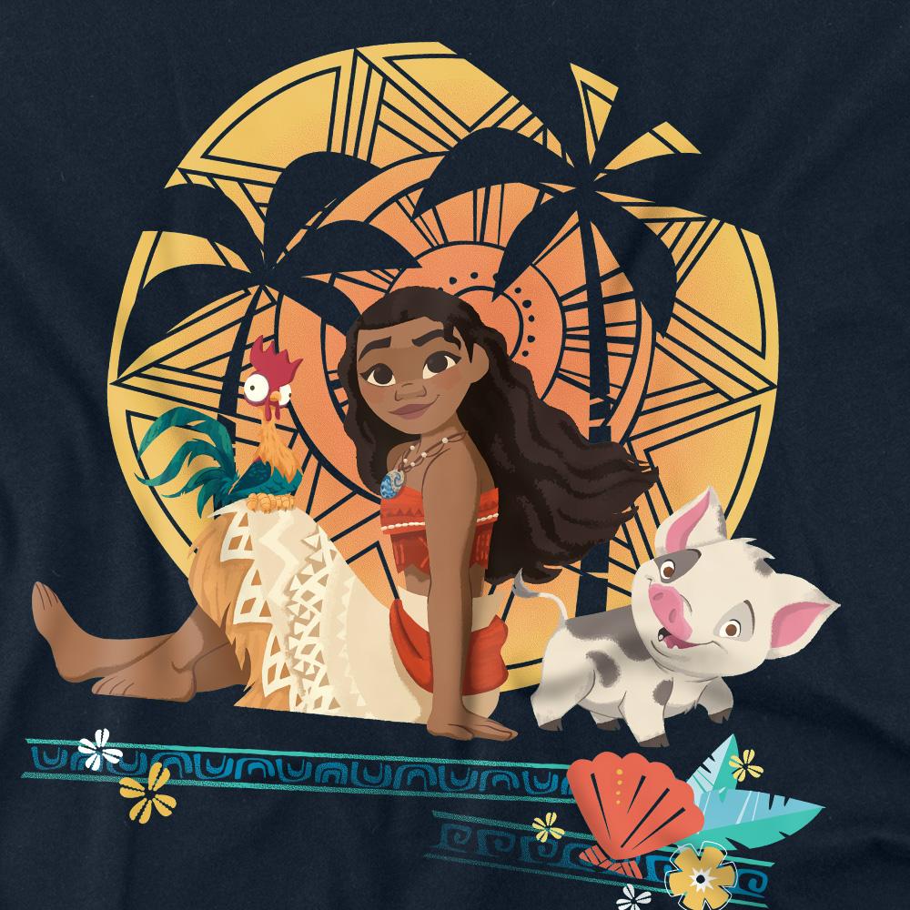 Navy - Side - Moana Unisex Adult Sitting Sunset T-Shirt