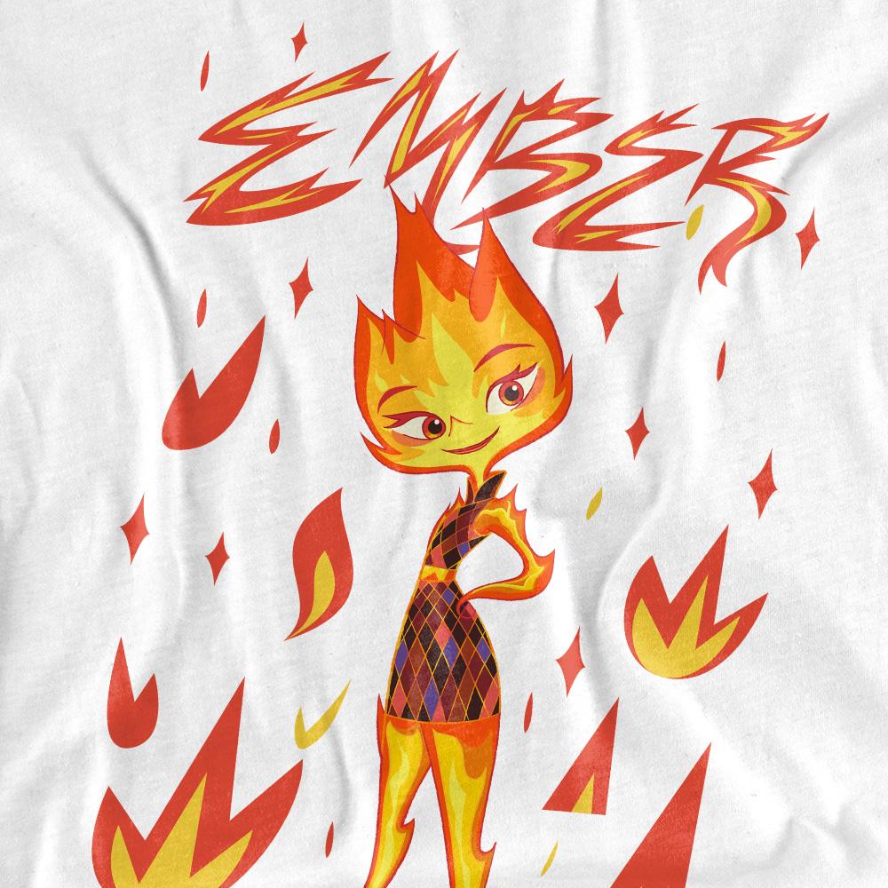 White - Side - Elemental Unisex Adult Ember Fire T-Shirt