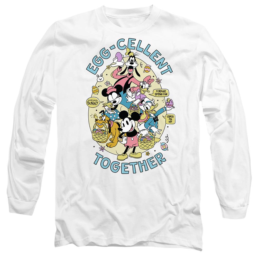 White - Front - Mickey Mouse Unisex Adult Eggcellent Together Easter T-Shirt