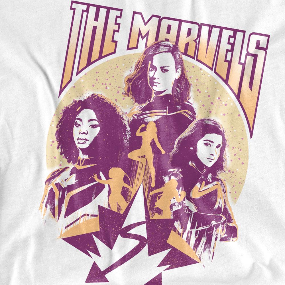 White - Side - The Marvels Unisex Adult Quantum Heroes T-Shirt