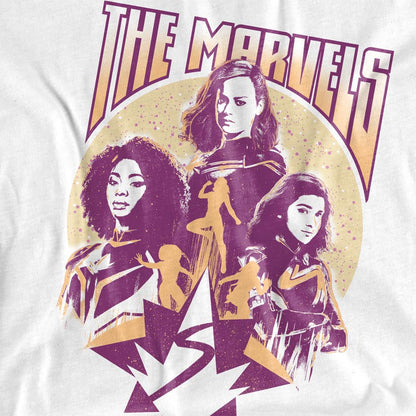 White - Side - The Marvels Unisex Adult Quantum Heroes T-Shirt