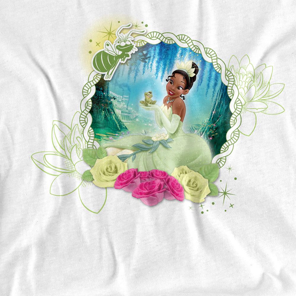 White - Side - The Princess and the Frog Unisex Adult Bayou Beauty Tiana Floral T-Shirt