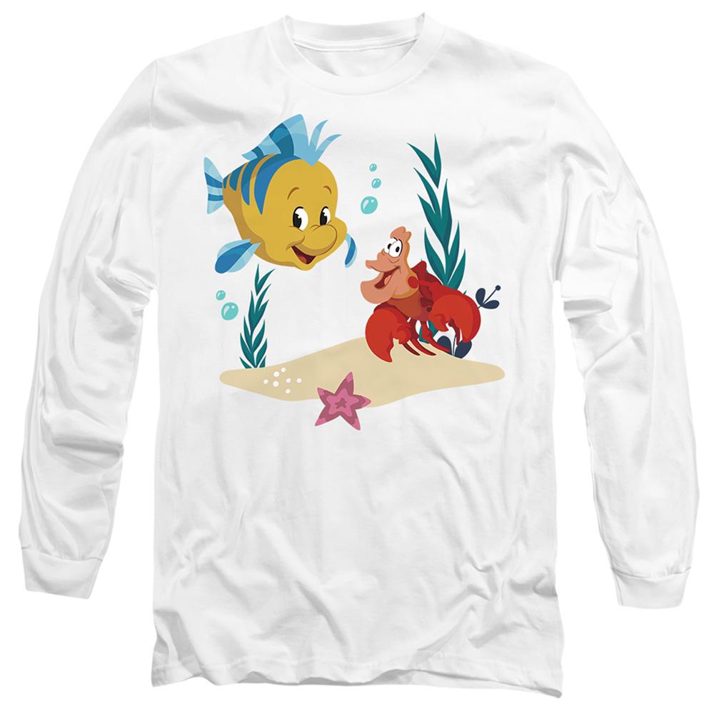 White - Front - The Little Mermaid Unisex Adult Flounder & Sebastian T-Shirt