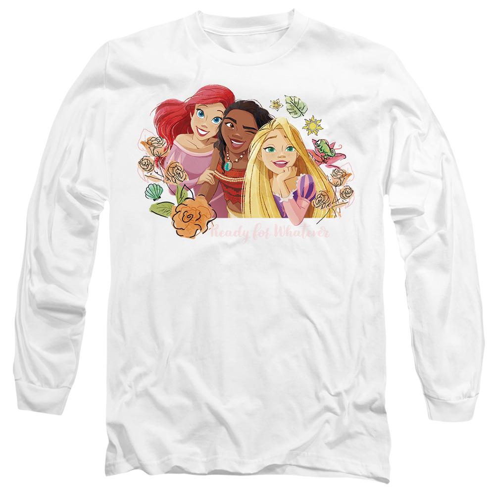 White - Front - Disney Princess Unisex Adult Ready For Whatever Ariel Moana Rapunzel T-Shirt