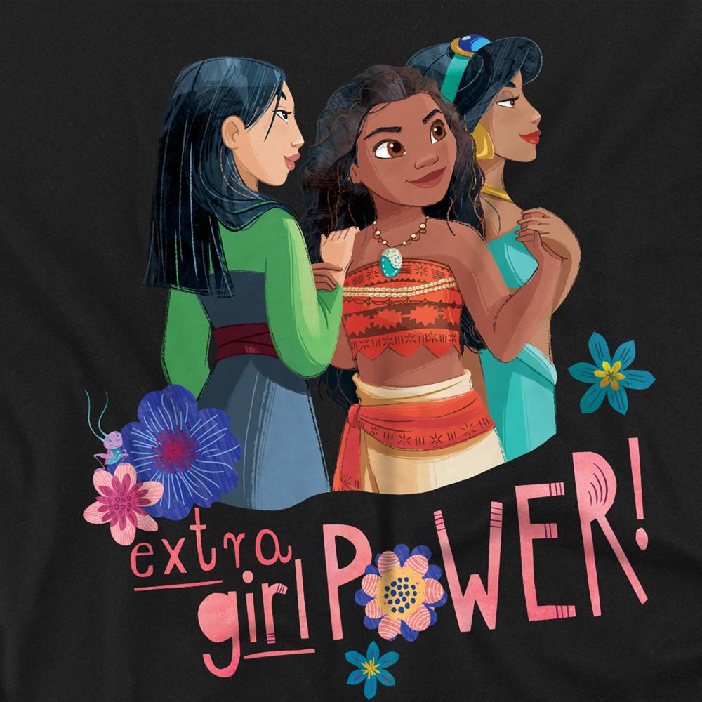Black - Side - Disney Princess Unisex Adult Extra Girl Power! Mulan Moana Jasmine T-Shirt