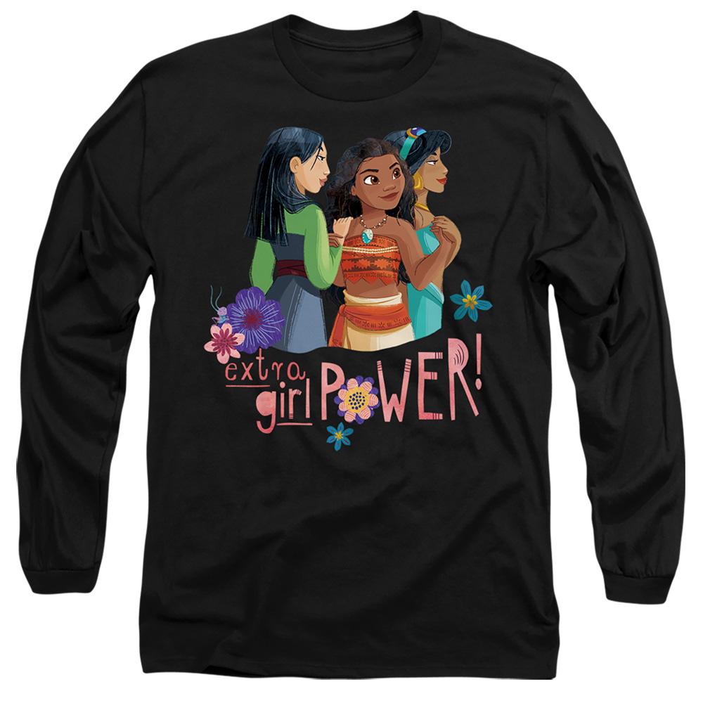 Black - Front - Disney Princess Unisex Adult Extra Girl Power! Mulan Moana Jasmine T-Shirt