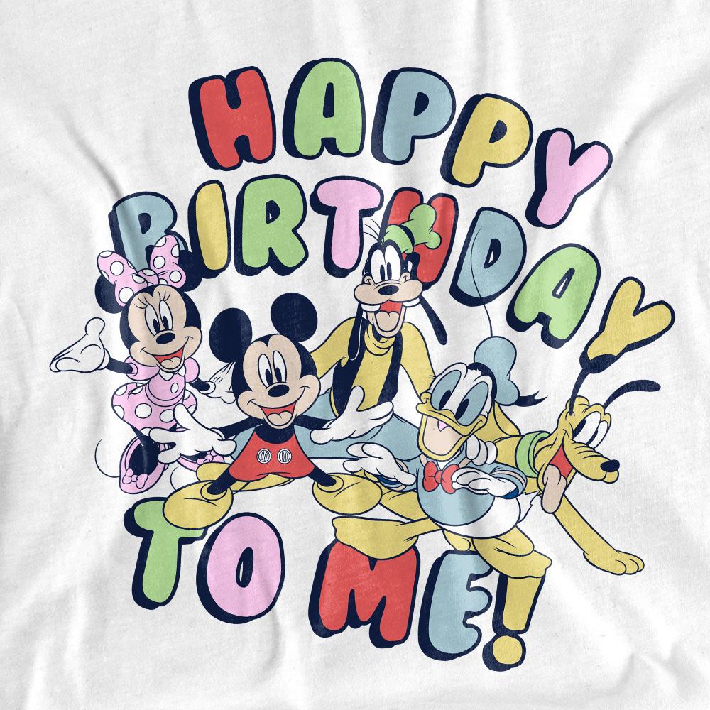 White - Side - Mickey Mouse Unisex Adult Happy Birthday To Me! T-Shirt