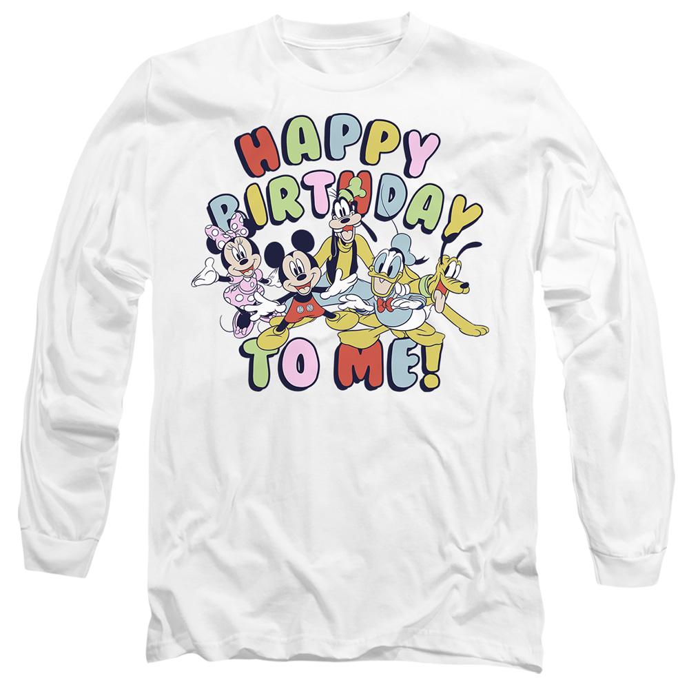 White - Front - Mickey Mouse Unisex Adult Happy Birthday To Me! T-Shirt