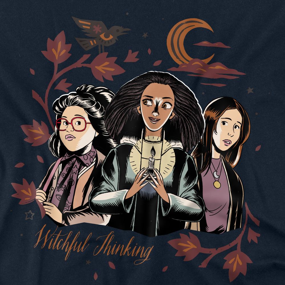 Navy - Side - Hocus Pocus 2 Unisex Adult Witchful Thinking Becca Izzy Cassie T-Shirt