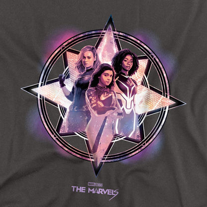 Charcoal - Side - The Marvels Unisex Adult Cosmic Heroes T-Shirt