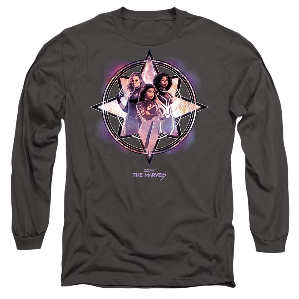 Charcoal - Front - The Marvels Unisex Adult Cosmic Heroes T-Shirt