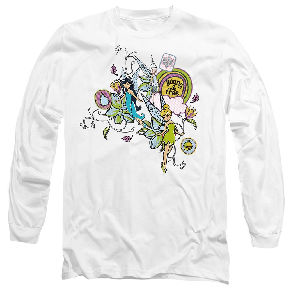 White - Front - Disney Fairies Unisex Adult Young And Free Tinker Bell & Periwinkle T-Shirt
