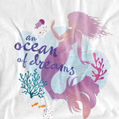 White - Side - The Little Mermaid Unisex Adult Ocean Of Dreams Ariel T-Shirt