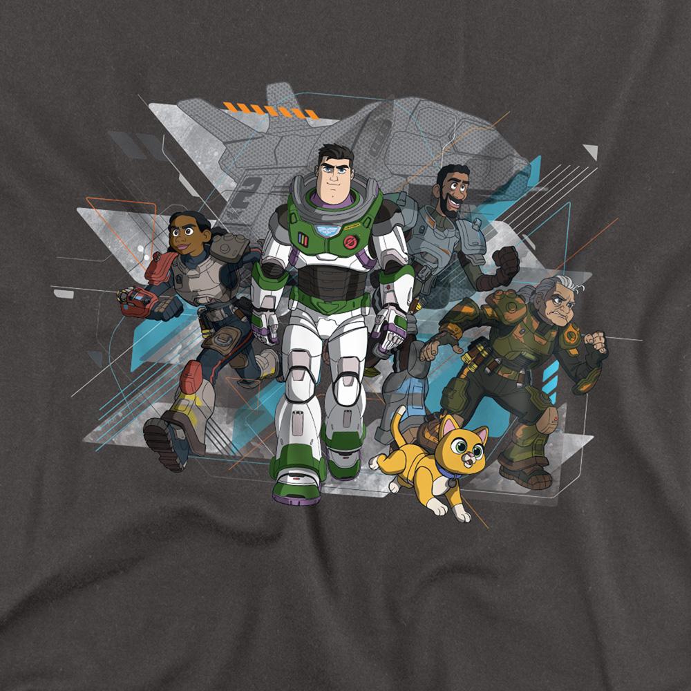 Charcoal - Side - Lightyear Unisex Adult Junior Zap Patrol Buzz Lightyear & Sox T-Shirt