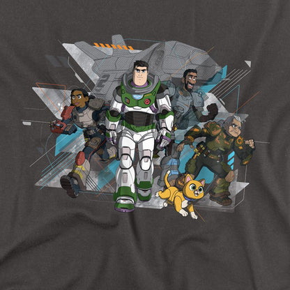 Charcoal - Side - Lightyear Unisex Adult Junior Zap Patrol Buzz Lightyear & Sox T-Shirt
