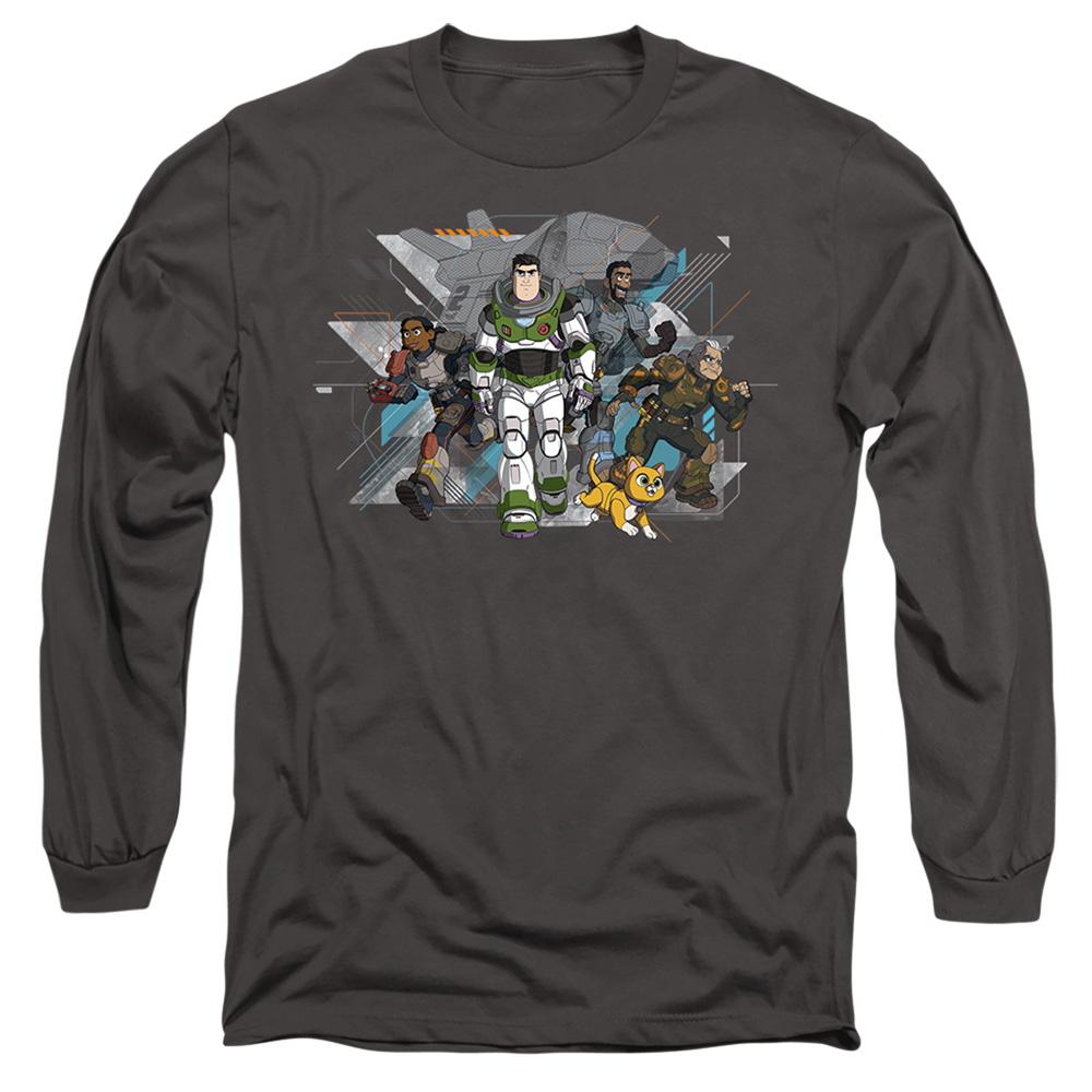 Charcoal - Front - Lightyear Unisex Adult Junior Zap Patrol Buzz Lightyear & Sox T-Shirt