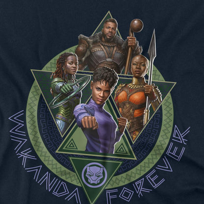 Navy - Side - Black Panther: Wakanda Forever Unisex Adult Shuri Okoye Nakia M´baku T-Shirt