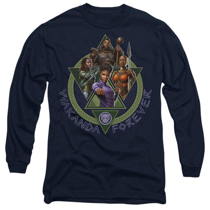 Navy - Front - Black Panther: Wakanda Forever Unisex Adult Shuri Okoye Nakia M´baku T-Shirt