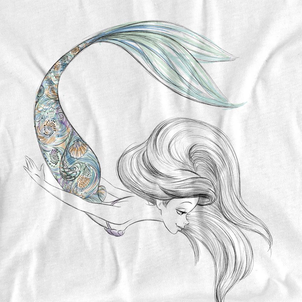 White - Side - The Little Mermaid Unisex Adult Pearlescent Ariel T-Shirt