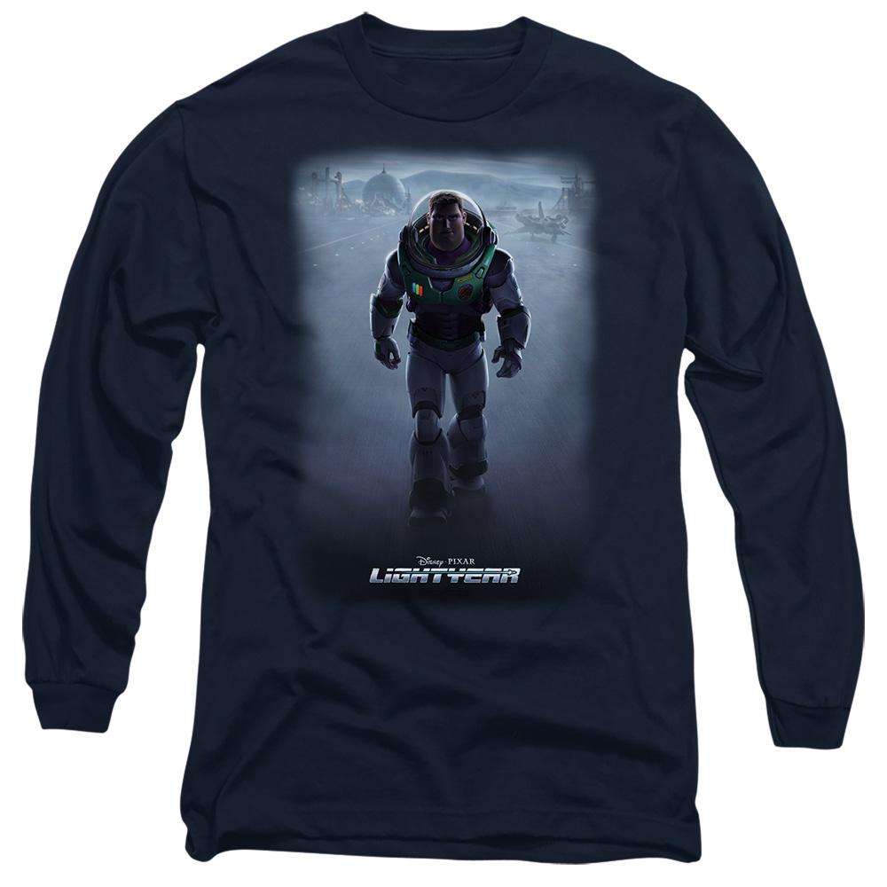 Navy - Front - Lightyear Unisex Adult Buzz Lightyear Poster T-Shirt