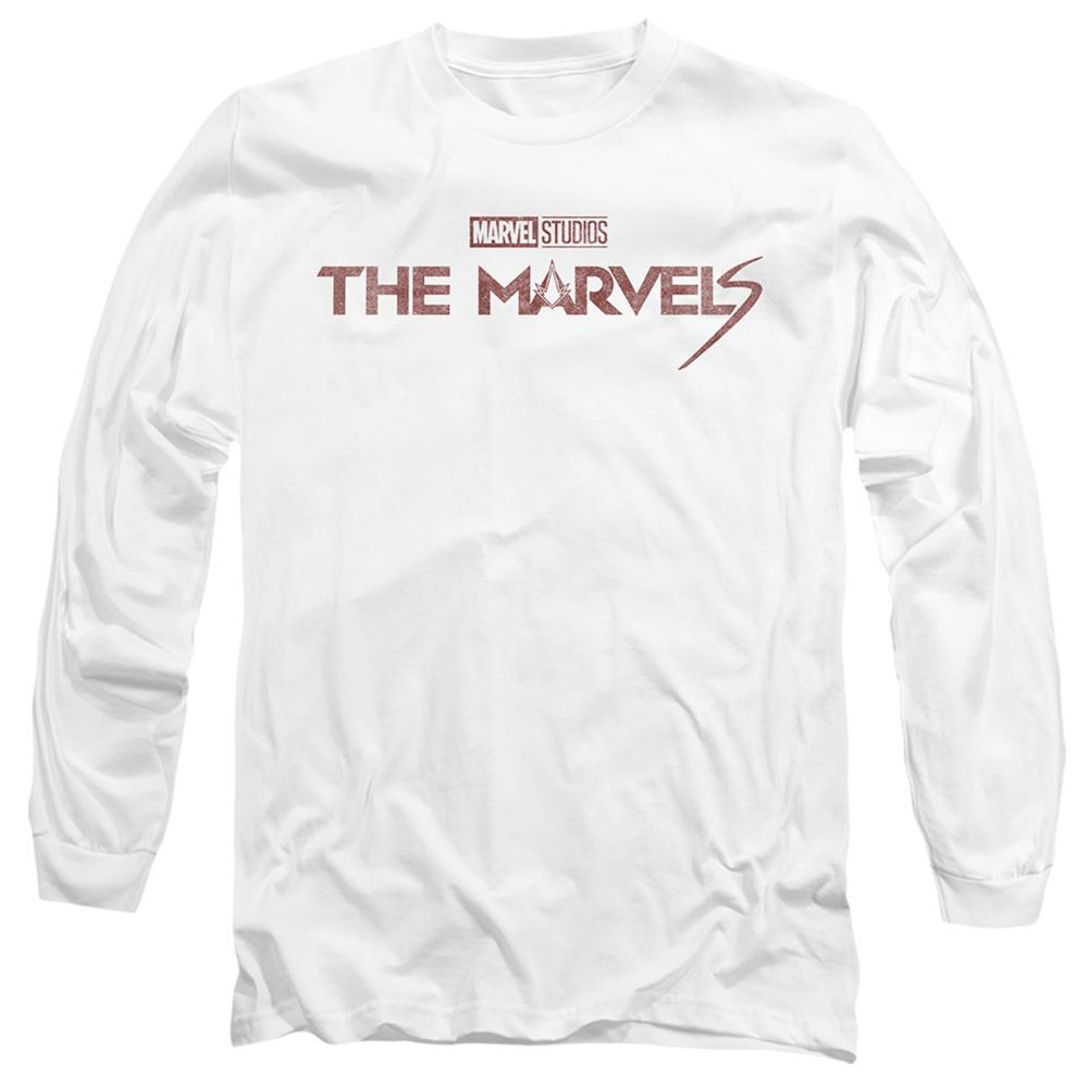 White - Front - The Marvels Unisex Adult Distressed Logo T-Shirt