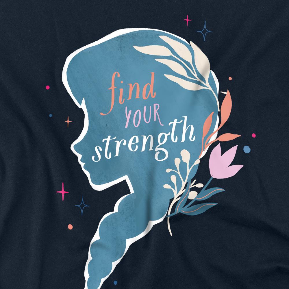 Navy - Side - Frozen Unisex Adult Find Your Strength Anna Silhouette T-Shirt