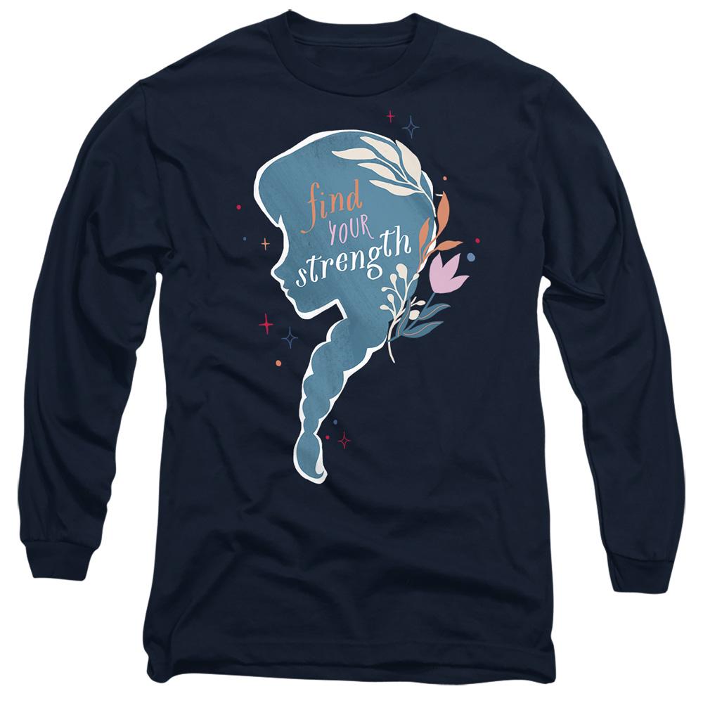 Navy - Front - Frozen Unisex Adult Find Your Strength Anna Silhouette T-Shirt