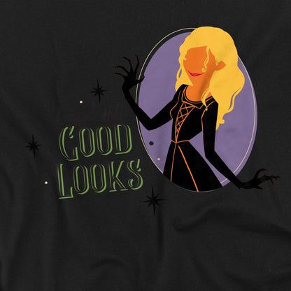 Black - Side - Hocus Pocus Unisex Adult Sarah Is Cursed With Good Looks T-Shirt