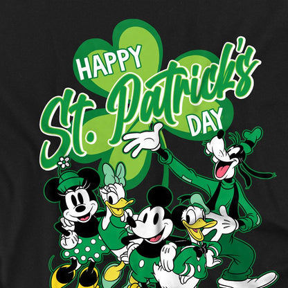 Black - Side - Mickey Mouse Unisex Adult Minnie Goofy Donald St Patricks Day T-Shirt