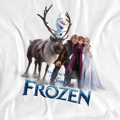 White - Side - Frozen Unisex Adult Group Photo T-Shirt