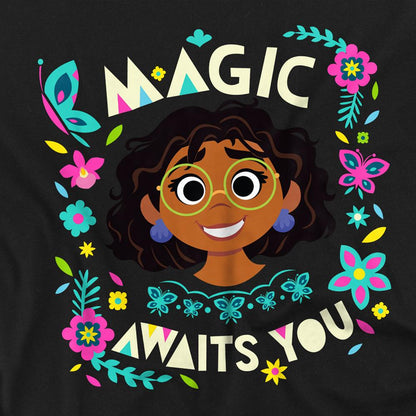 Black - Side - Encanto Unisex Adult Magic Awaits You Mirabel T-Shirt