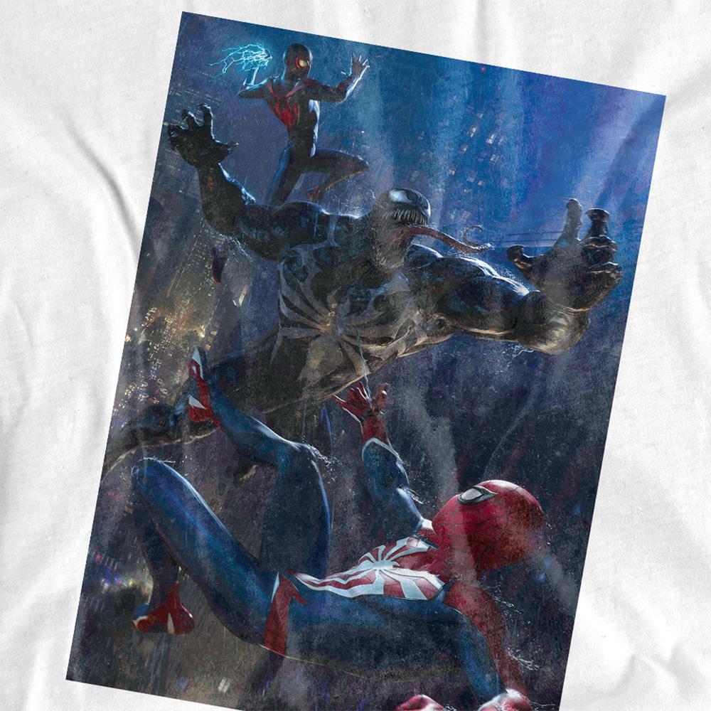 White - Side - Spider-Man 2 Unisex Adult Gamerverse City Fight T-Shirt