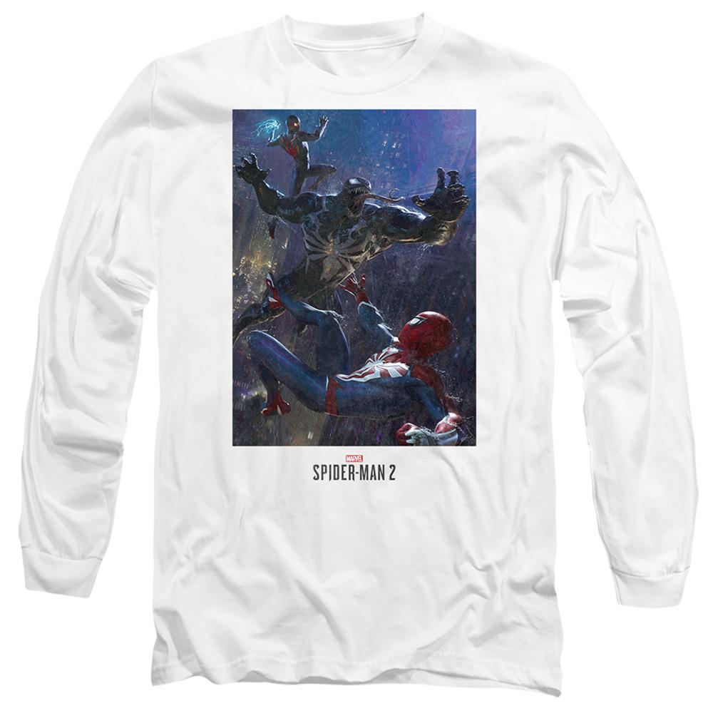 White - Front - Spider-Man 2 Unisex Adult Gamerverse City Fight T-Shirt