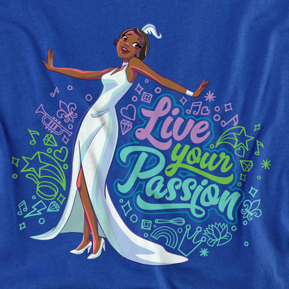 Royal Blue - Side - The Princess and the Frog Unisex Adult Live Your Passion Tiana T-Shirt